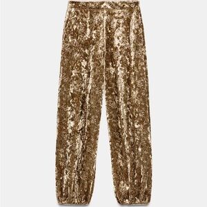 Zara Gold Velvet Joggers